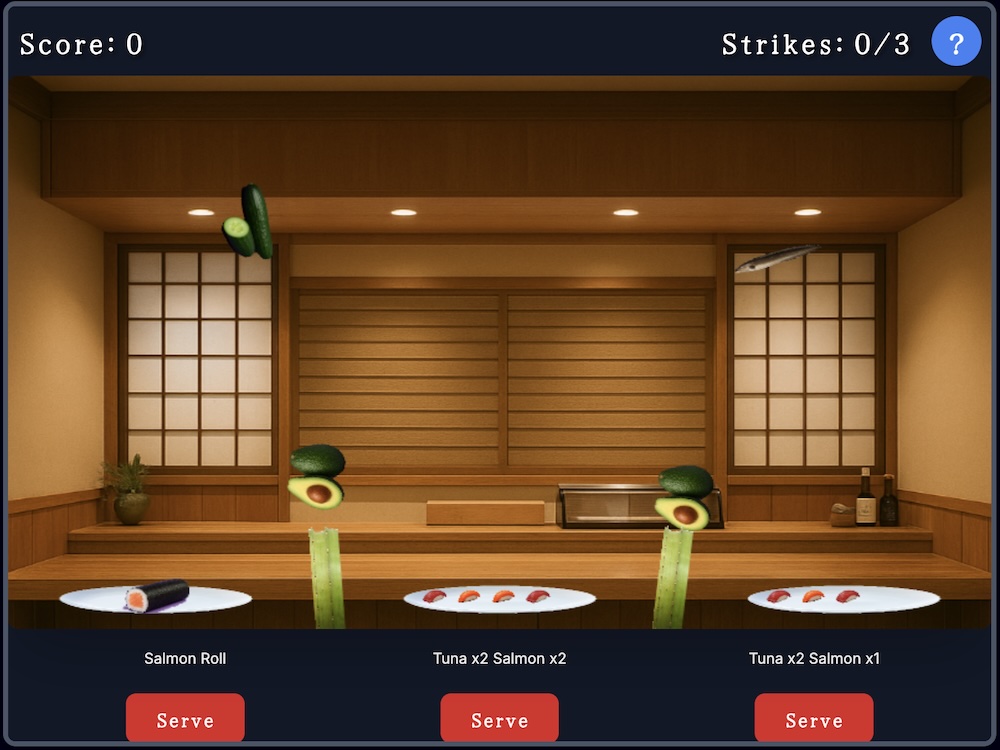 Sushi Ninja thumbnail with ninja slicing sushi